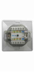 Zásuvka STP 2x RJ45 Cat5E, duální svorkovnice, pod omítku