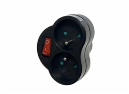 Konnoc DX-R2S rozbočka dvojzásuvka s vypínačem černá