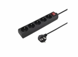 Konnoc DX-5FS 5m pětizásuvka s vypínačem ČERNÁ