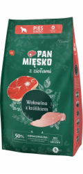 PAN MIESKO s bylinkami Hovězí maso s králíkem M - sušené mléko pro psy - 9kg