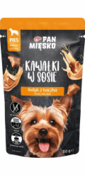 PAN MIESKO Kousky v omáčce Krůtí s kachnou - velmi chutná smetana pro psy - 150g