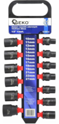 GEKO Sada 13 nástrčných rázových hlavic 1/2" 10-27mm 38mm GEKO