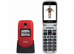 EVOLVEO EasyPhone FS, vyklápěcí mobilní telefon 2.8" pro seniory s nabíjecím stojánkem (červená barva)