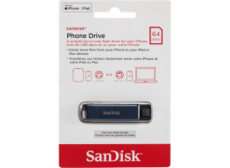 SanDisk Phone Drive - Jednotka USB flash - 64 GB - USB-C / Lightning - metalická modrá