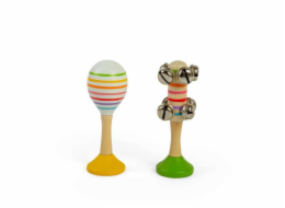 Bigjigs Toys Sada Rumba koule žlutá a rolničky zelené
