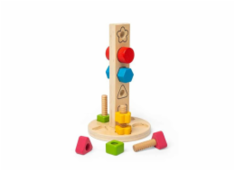Bigjigs Toys Dřevěná věž s maticemi a šrouby