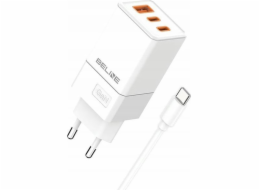 Beline 65W GaN nástěnná nabíječka 2xUSB-C + USB-A + USB-C kabel bílý