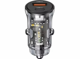 USAMS Nabíječka do auta 30W 1xUSB + 1xUSB-C Fast Charge