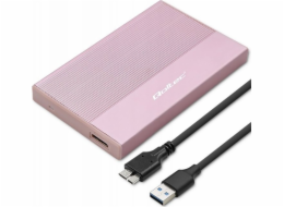 Qoltec Bydlení | 2,5palcový SSD HDD pozice | SATA | USB 3.0 | Super rychlost 5 Gb/s | 2TB | Růžový
