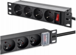 Qoltec PDU napájecí lišta pro 10" RACK | 1U | 16A | 4xfrancouzská | 1,8m
