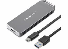 Qoltec  Mini pouzdro pro M.2 SSD disk | NVMe | PCIe | USB 3.1 | Super rychlost 10 Gb/s | 2TB | Stříbro