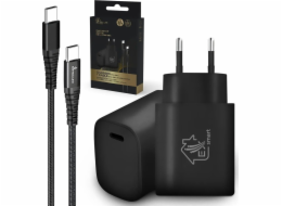 Extralink Sada Smart Life USB Type-C to Type-C, 200 cm, černá + 18W PD3.0 nabíječka, černá