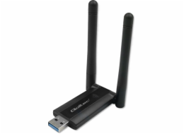 Qoltec Rychlý bezdrátový USB DUAL Wi-Fi adaptér 2 x 2dBi | Standardní AC | USB 3.0 | 1200 Mbps
