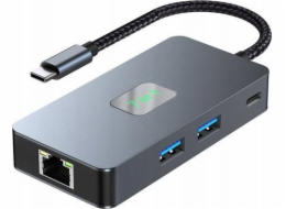 TB HUB USB C adaptér (7v1) HDMI USB SD/TF RJ45 (2500 Mbps) PD