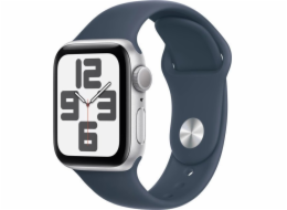 Apple Watch SE GPS + Cellular, 40mm stříbrné hliníkové pouzdro s džínovým sportovním páskem – velikost S/M