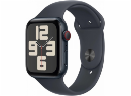 Apple Watch SE GPS + Cellular, 44mm půlnoční hliníkové pouzdro s půlnočním sportovním páskem – velikost S/M