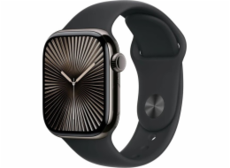 Apple Watch Series 10 GPS + Cellular, 46mm břidlicové titanové pouzdro s černým sportovním páskem – velikost M/L