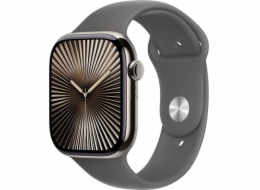 Apple Watch Series 10 GPS + Cellular, 46mm přírodní titanové pouzdro se sportovním páskem Mountain Grey – velikost S/M