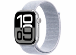 Apple Watch Series 10 GPS + Cellular, 42mm stříbrné hliníkové pouzdro se sportovním páskem Blue Cloud