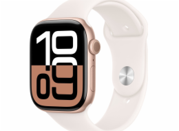 Apple Watch Series 10 GPS, 42mm růžové zlaté hliníkové pouzdro s měkkým růžovým sportovním páskem – velikost S/M