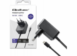 Qoltec Super FAST PD nabíječka pro Raspberry PI 4 | USB-C | 15W | 5V | 3A | Černý