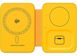 WEKOME Bezdrátová nabíječka 3 v 1 s MagSafe pro iPhone, Apple Watch a AirPods + Mirror (žlutá)
