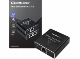 Qoltec Splitter mini SWITCH 1x2 port RJ45 | 1000 Mbps | USB-C| Hliník
