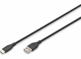 Digitus Silikonový napájecí kabel USB-A – USB-C, USB 2.0 60W, 0,5m černý