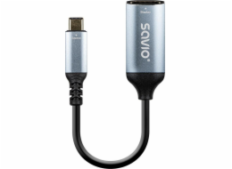 Savio USB-C (M) - HDMI (F) adaptér, 4K, 60 Hz, hliník, AK-78