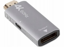 Lanberg Stříbrný adaptér HDMI(M)-Displayport(F)4K