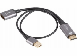Lanberg Adaptér HDMI(M)-Displayport(F)4K na 20cm kabelu stříbrný