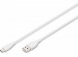 Digitus Silikonový napájecí kabel USB-A - USB-C, USB 2.0 60W, 1m bílý
