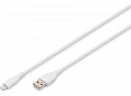 Digitus Silikonový USB-A - Lightning napájecí kabel, USB 2.0 12W, MFI Certified, 0,5 m bílý