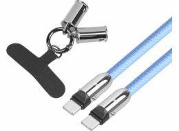 TB 2v1 USB C kabel Lanyard 1m modrý