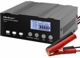 Qoltec Inteligentní mikroprocesorová nabíječka 12V | 12,6V | 24V | Usměrňovač s funkcí opravy pro baterii AGM GEL LiFePO4 | LCD