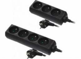Domácí prodlužovací kabel AWTools černý neuzemněný 4 zásuvky 3,0 m (AW24656)