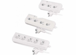 AWTools domácí prodlužovací kabel bílý 3 zásuvky 1,5m s uzemněním (AW24620)