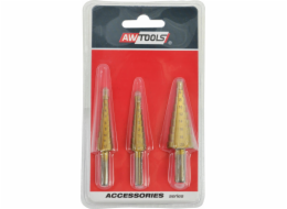 AWTools Vrtačka HSS-CINOVÝ KROKOVÝ VRTÁK SADA 3 / 3-12 mm / 4-12 mm / 4-20 mm
