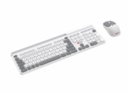 C-TECH klávesnice s myší WLKMC-05W, Bezdrátový set 2.4GHz, CZ, Bílá