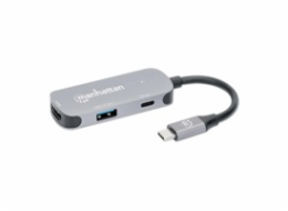 MANHATTAN Dokovací stanice USB-C na HDMI, USB-C PD 100W, USB-A, šedá