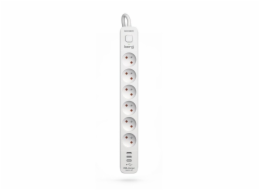 Napájecí lišta KERG s jističem - 6 zásuvky 3USB 16A 1,5 m