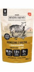 WIEJSKA ZAGRODA Jehněčí s kachnou a šantou kočičí – mokré krmivo pro kočky – 100g
