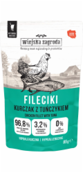 WIEJSKA ZAGRODA Kuřecí Filety s Tuňákem – mokré krmivo pro kočky – 85g