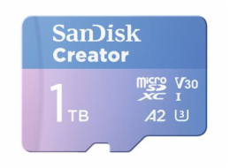 SanDisk Creator - Paměťová karta flash (adaptér microSDXC na SD zahrnuto) - 1 TB - A2 / Video Class V30 / UHS-I U3 - microSDXC UHS-I