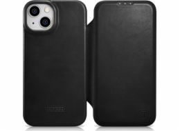 iCarer iCarer CE Oil Wax Premium Leather Folio Case iPhone 14 Plus Kožené pouzdro s magnetickým Flip MagSafe Black (AKI14220707-BK)