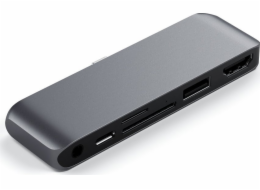 Satechi USB HUB Satechi Hub USB-C (USB-C 60W, 4K HDMI, USB-A, čtečka karet micro/SD, jack port) (vesmírně šedá)