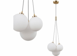 Závěsná lampa Italux Perlos loft závěsná lampa skleněné kuličky mosaz bílá