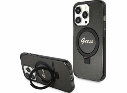 Pevné pouzdro Guess Guess GUHMP15LHRSGSK iPhone 15 Pro 6.1 černá/černá Ring Stand Script Glitter MagSafe