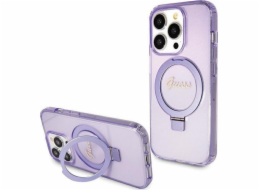 Guess Guess GUHMP15XHRSGSU iPhone 15 Pro Max 6.7 fialový/fialový pevný obal Ring Stand Script Glitter MagSafe