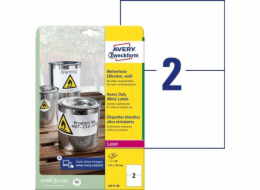 Etikety AVERY Avery Zweckform 210mm x 148mm, A4, matné, bílé, 2 etikety, velmi odolné, baleno po 20 ks, L4717-20, pro l tiskárny